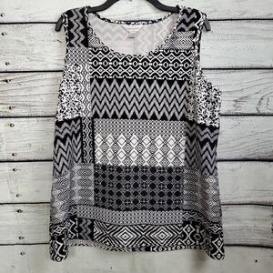 Christopher & Banks XL Black/white Blouse Top